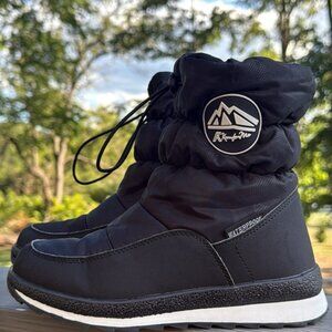 KomForme Youth Black Waterproof Round Toe Side Zip Boots (JDZ006)(Size: 2)(EUC)